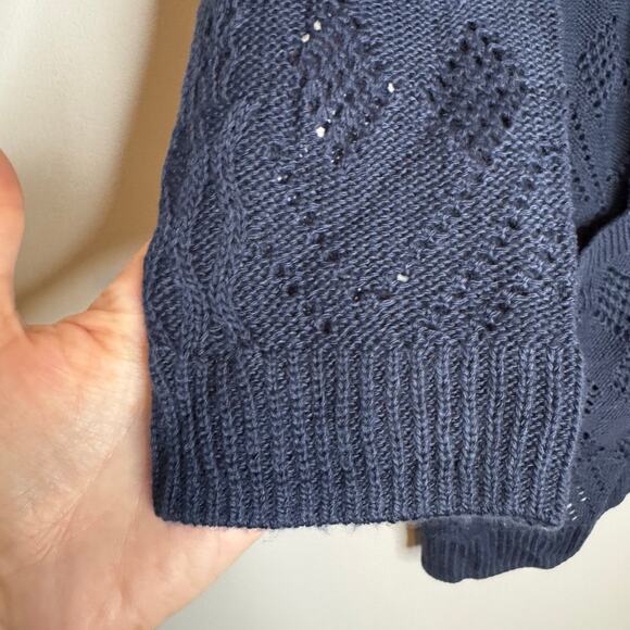 Market & Spruce Cecily Pointelle Open Duster Cardigan Blue NWT Size Small - Picture 5 of 10